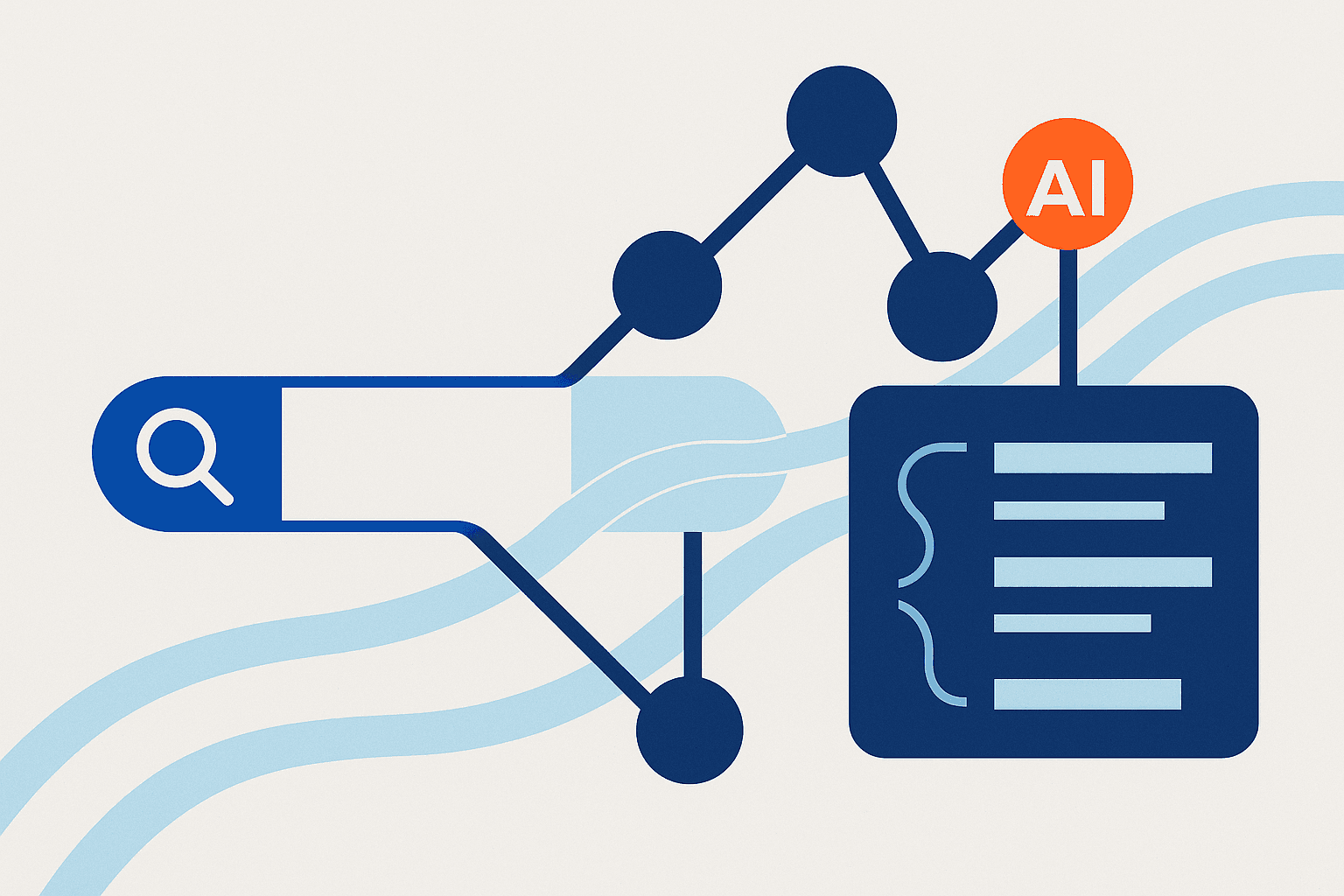 Ilustración editorial sobre SEO en la era de la IA - blog Seology